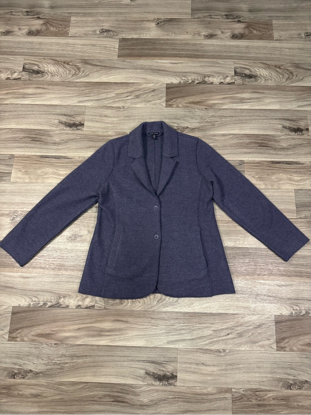 Eileen Fisher Boiled Wool Notch Collar Jacket in Blue Shale Size Medium